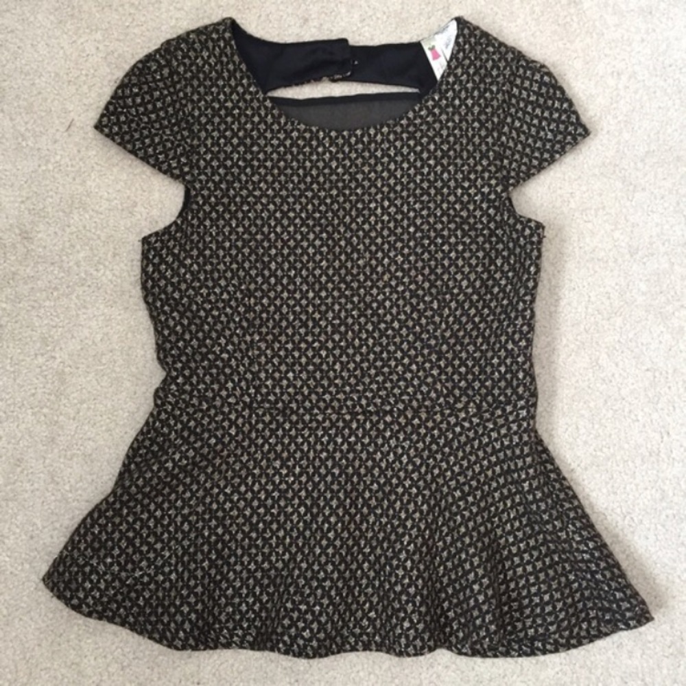 Black and Gold Peplum Top